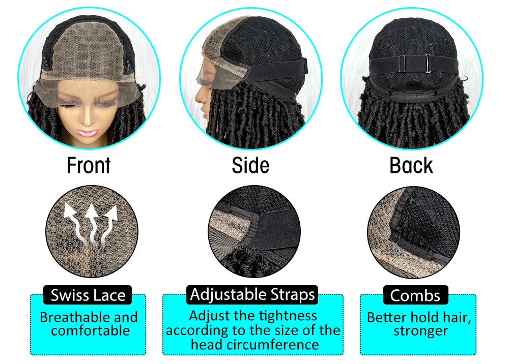 Synthetic Lace Front Wig Braided Wigs Dreadlock Wig 16 inches Short Knotless Butterfly Locs Wigs for Black Women Synthetic Wig