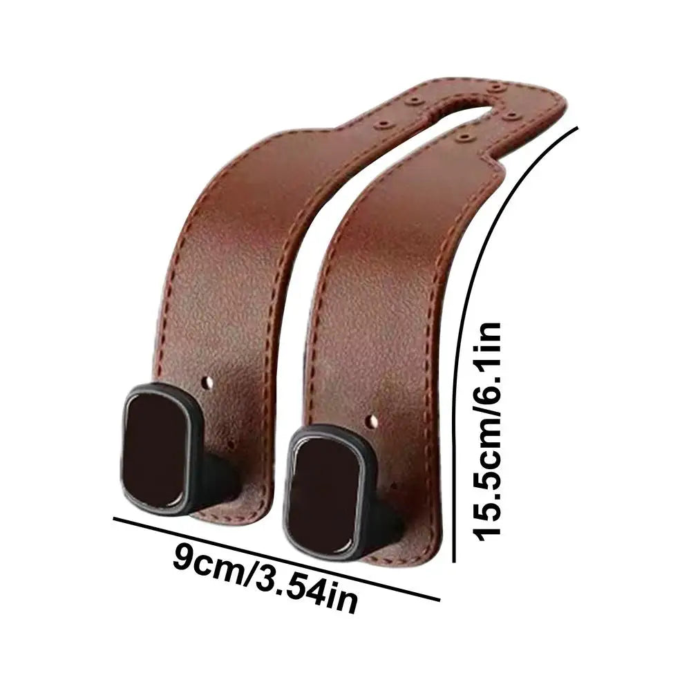 PU Leather Car Purse Hook & Headrest Hanger Organizer