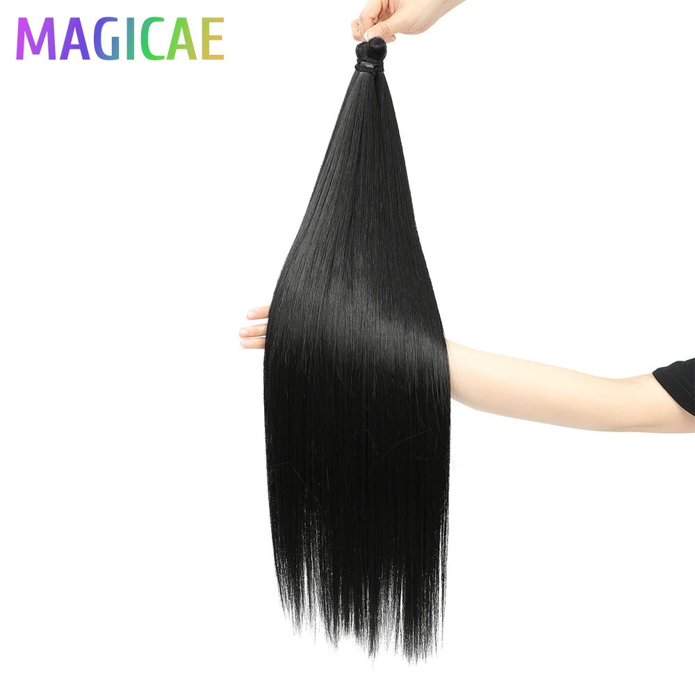 Braids Crochet 3Pcs 28Inches 300grams Synthetic Straight Bundles Orange Highlight Brown Braiding Hair Ombre Blond Gray White 60#