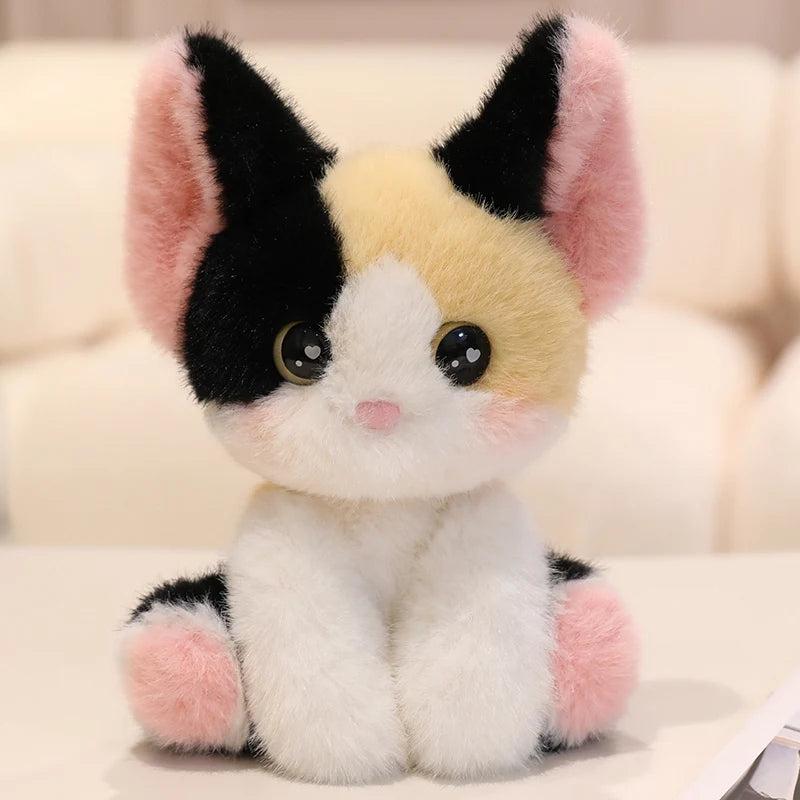 Cute Calico Cat Plush Toy Lifelike Devon Cat Soft Animal Doll Office Classroom Desk Decoration Kids Toys Gift Cat Lovers