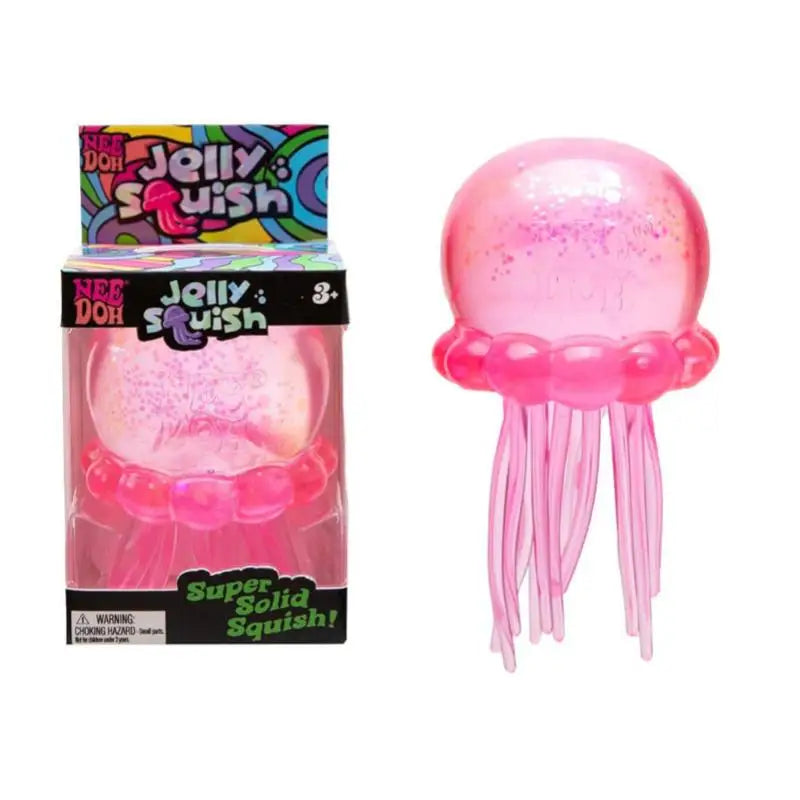 Needoh Fuzz Ball Jellyfish Squishy | Soft Stress Relief Squeeze Toy — Random Color, Festival Gift
