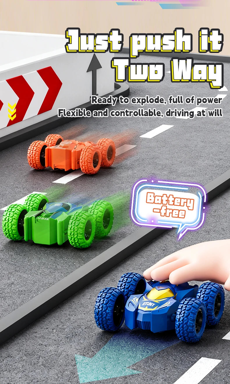 4-8 Pack 360° Rotating Stunt Car Toys - Friction Powered Toy Cars Push and Go Vehicles for Toddlers Kids Best Christmas Gift