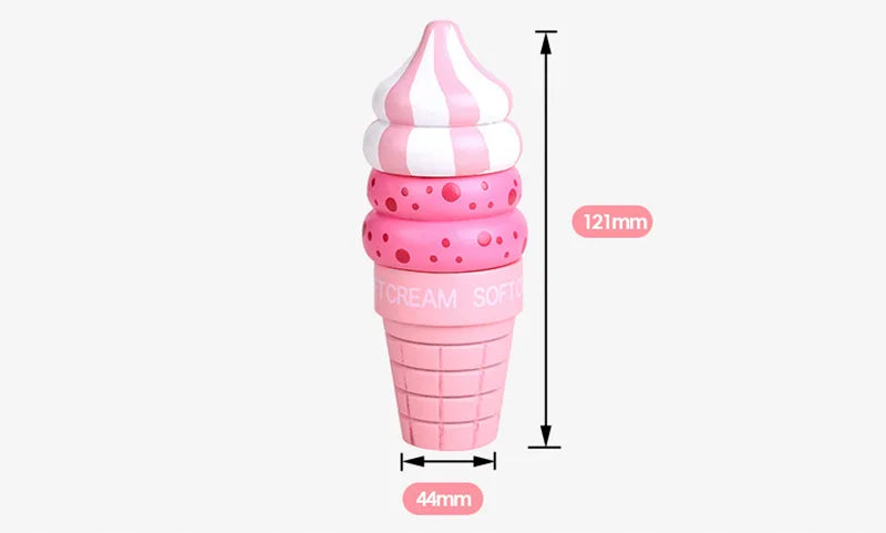 Wooden kitchen toys pretend play house ice cream food simulation kitchen magnetic food play house educational toys for children
