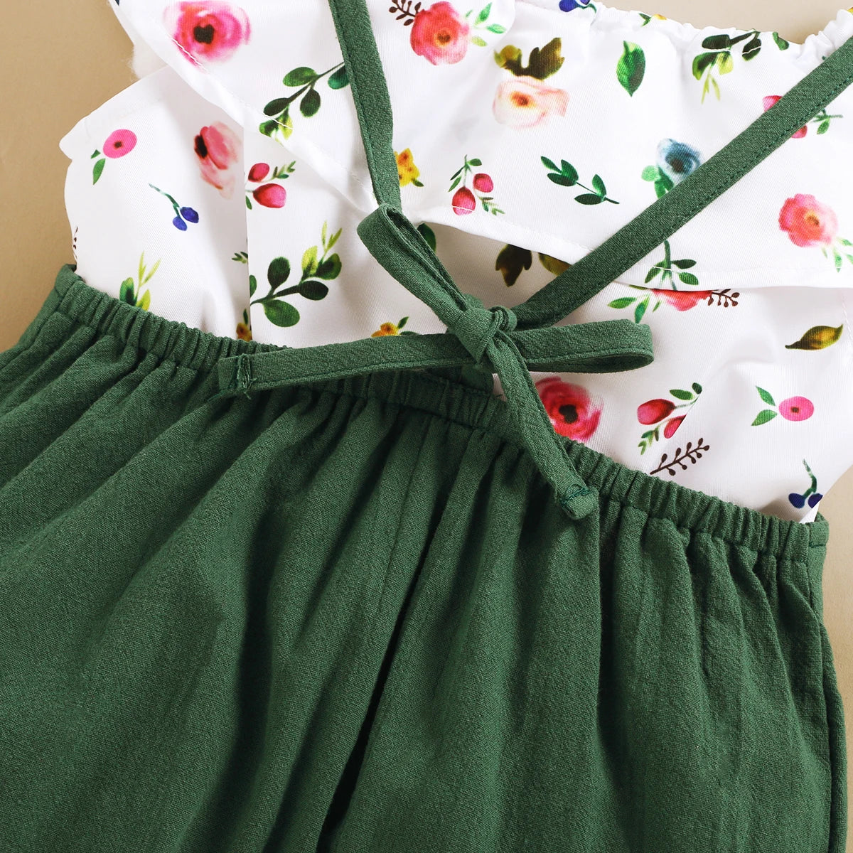 Toddler Girls Floral Print Top & Suspender Pants Set