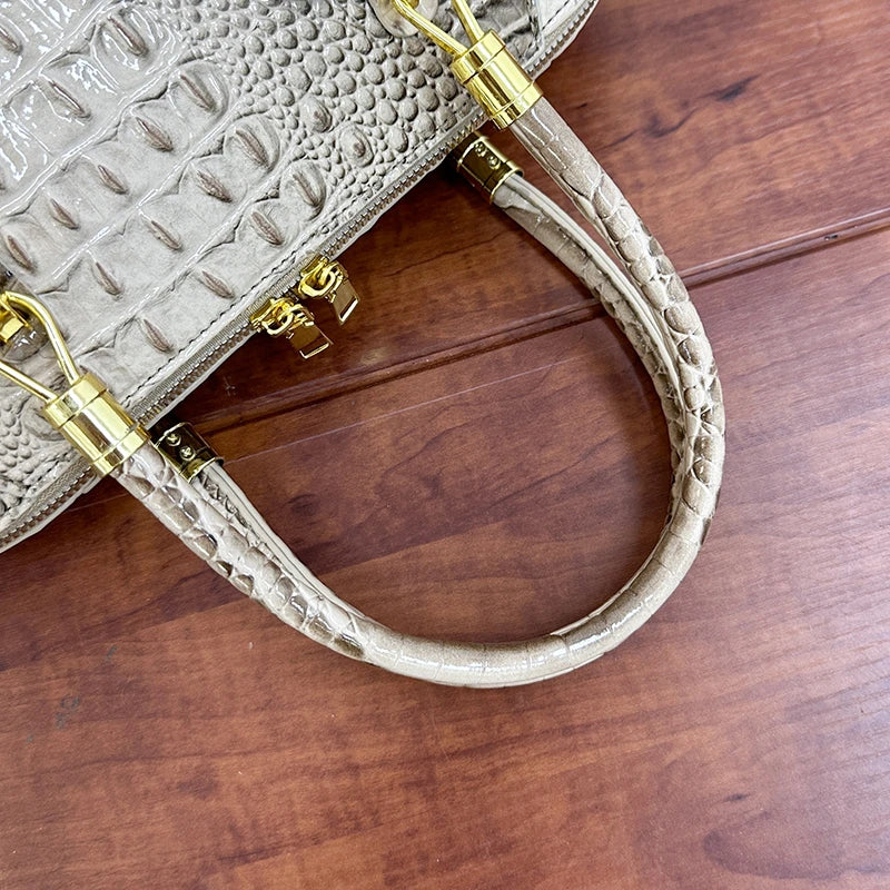 Women's Crocodile Pattern Structured Shoulder Bag