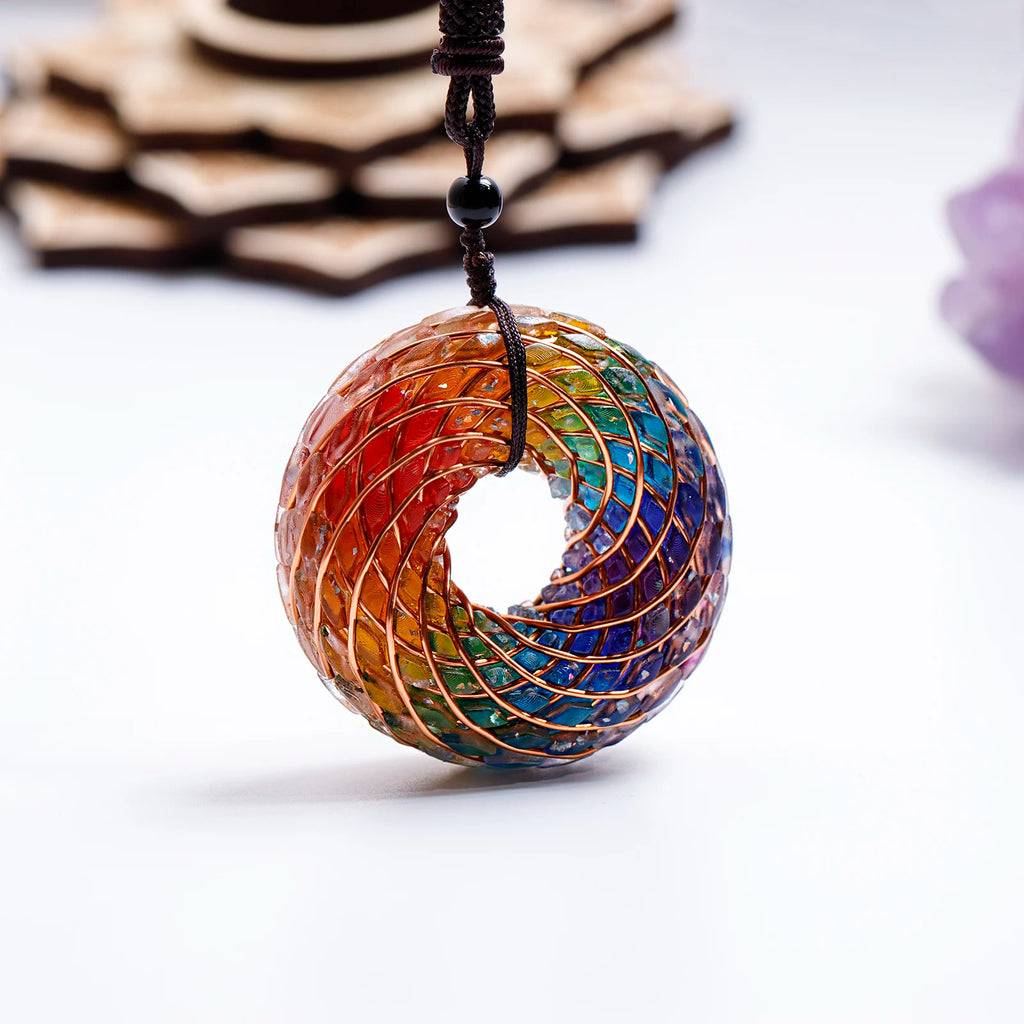 Rodin Coil & Amethyst  Orgone Pendant Necklace, Handmade pendant jewelry ，Adjustable Chain for Women & Men