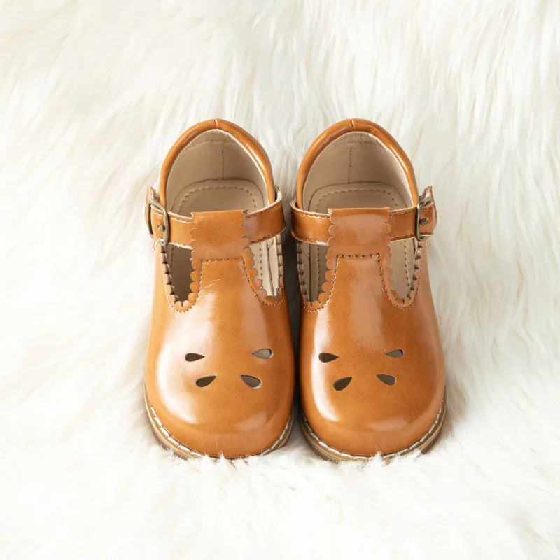 Girls' Hollow-Out PU Leather School Uniform Shoes