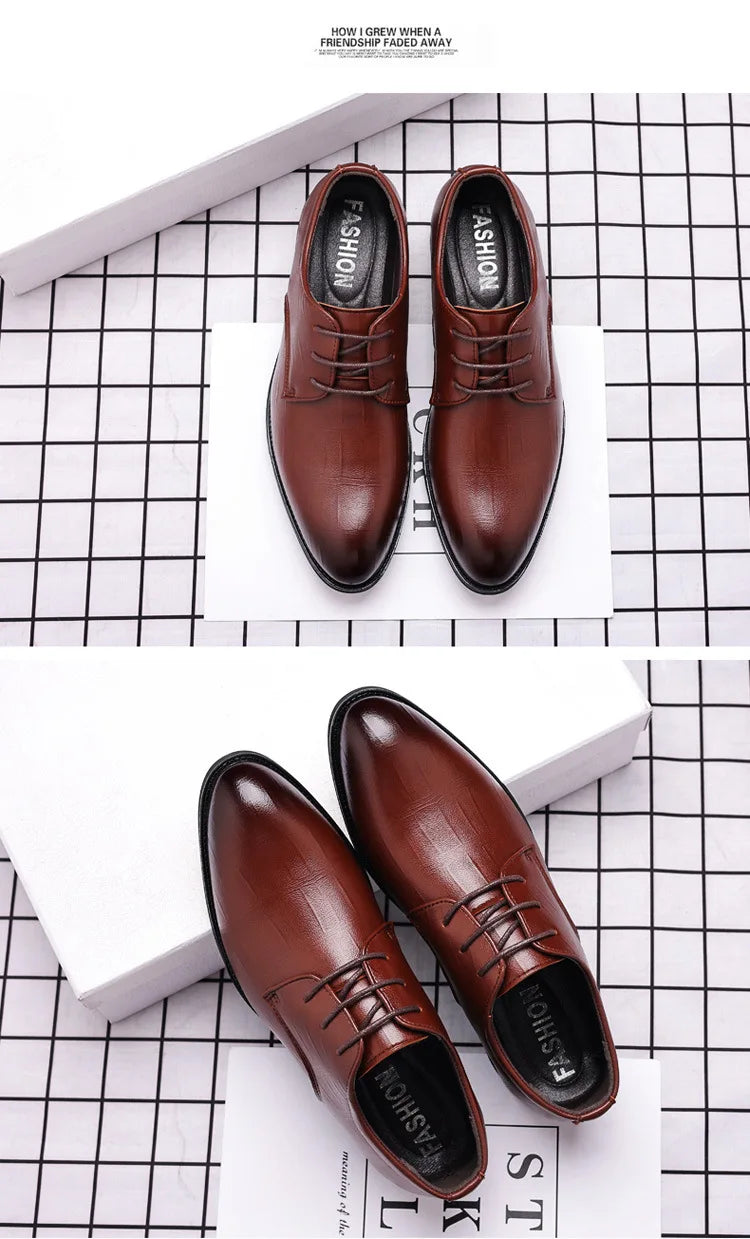 Men's Pointed Toe Oxford Leather Dress Shoes