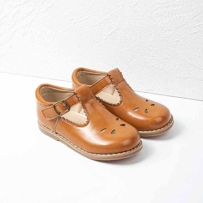 Girls' Hollow-Out PU Leather School Uniform Shoes