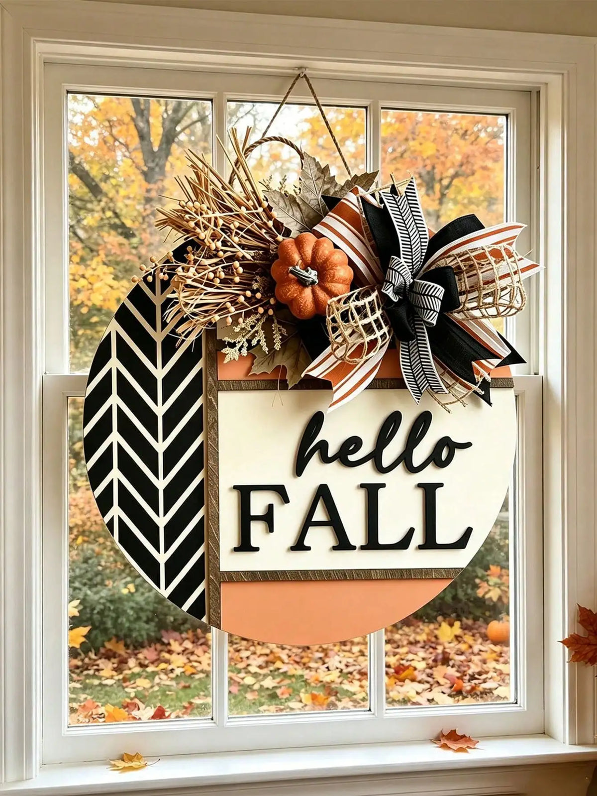 Hello Fall Front Door Wreath | Autumn Porch & Home Decor Sign