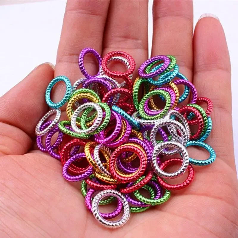 50pcs/set Long Hair Braid Beads Hair Clip Braids Colorful Dreadlock Ring Beads Hair Braider Styling Tool Hairs Accessories