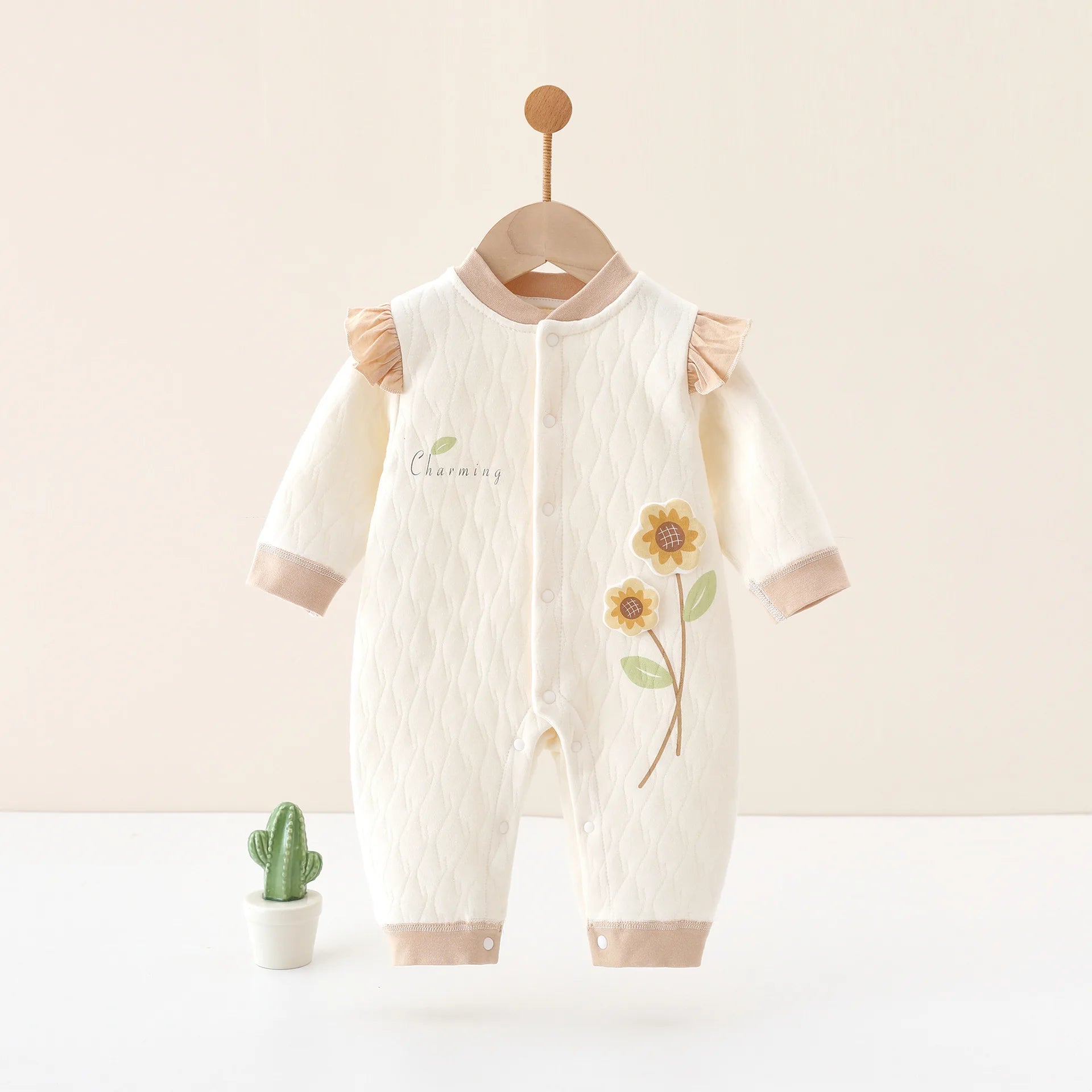 Baby Girl Floral Cotton Knit Jumpsuit Bodysuit