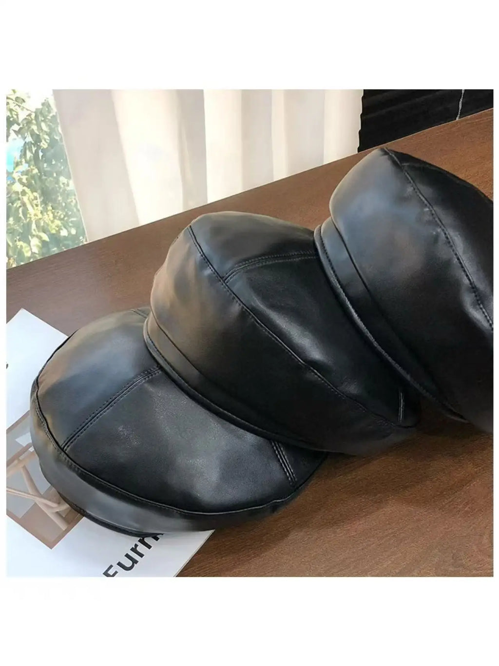 Hat, women's versatile octagonal hat, leather beret, painter's hat
