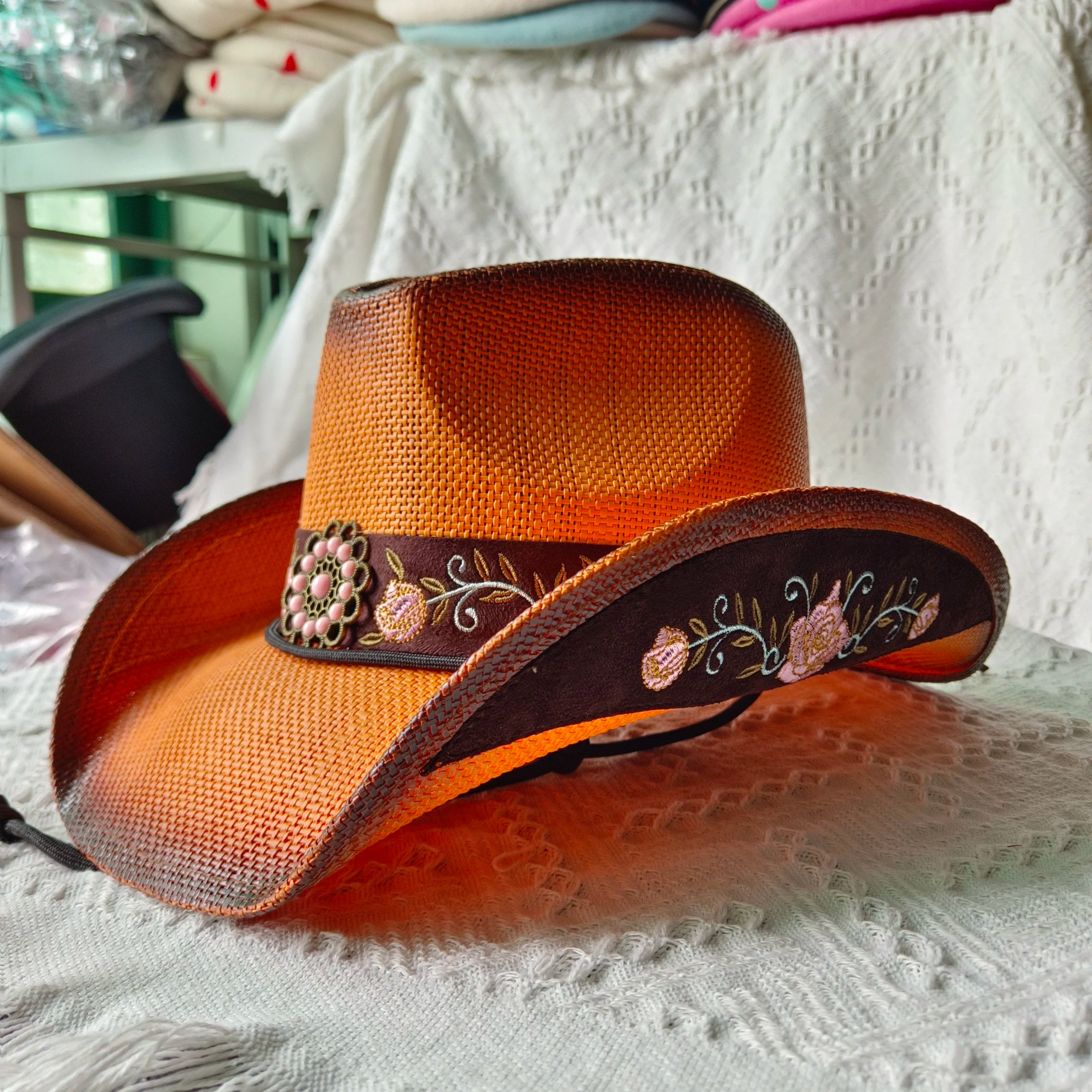Women's Straw Cowgirl Hat – Wide Brim Shapeable Western Beach Sun Hat | Coastal Cowgirl Style