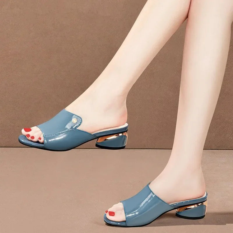 Women's High Heel Fish Mouth Square Heel Sandals