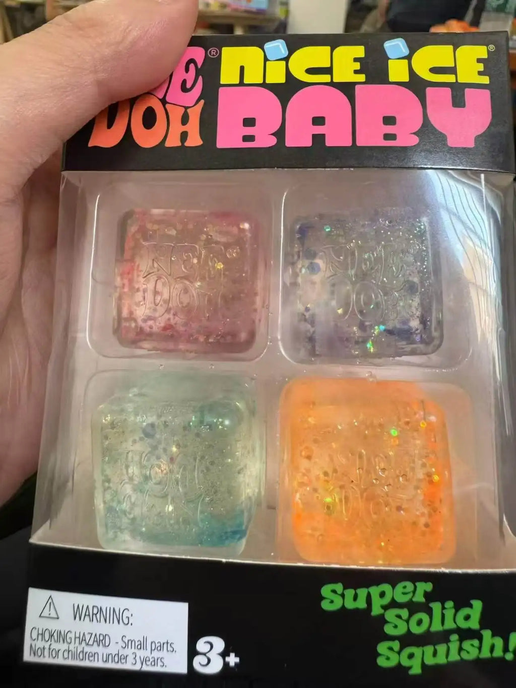 NeeDoh Nice Cube Glitter Sparkle Squish Toy – Slow Rising Anxiety Relief Fidget Cube, Surprise Blind Box