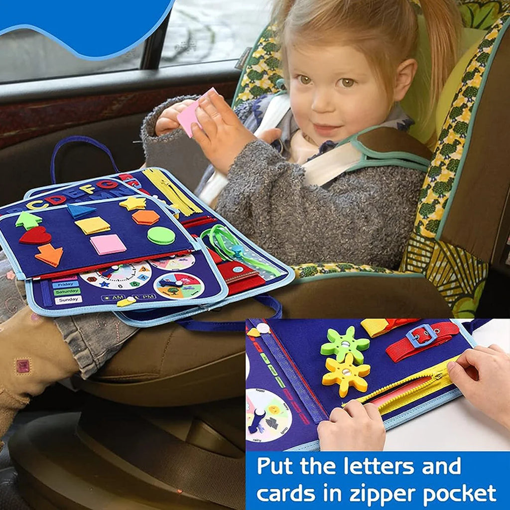 Busy Board, Educational Activity Sensory Board Preschool Learning Fine Motor Skills Toys, Toddler Travel Toy for Plane Car
