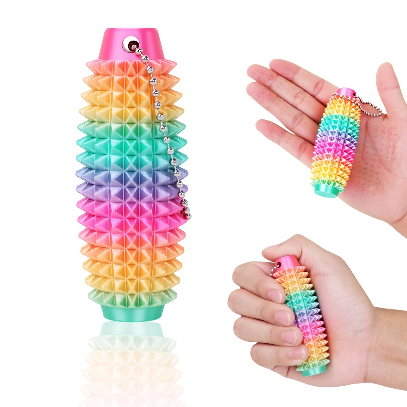 Mini Spiky Fidget Massage Keychain – 3D Silicone Pain Stim Sensory Toy for Anxiety Relief, Singles & 4-Pack