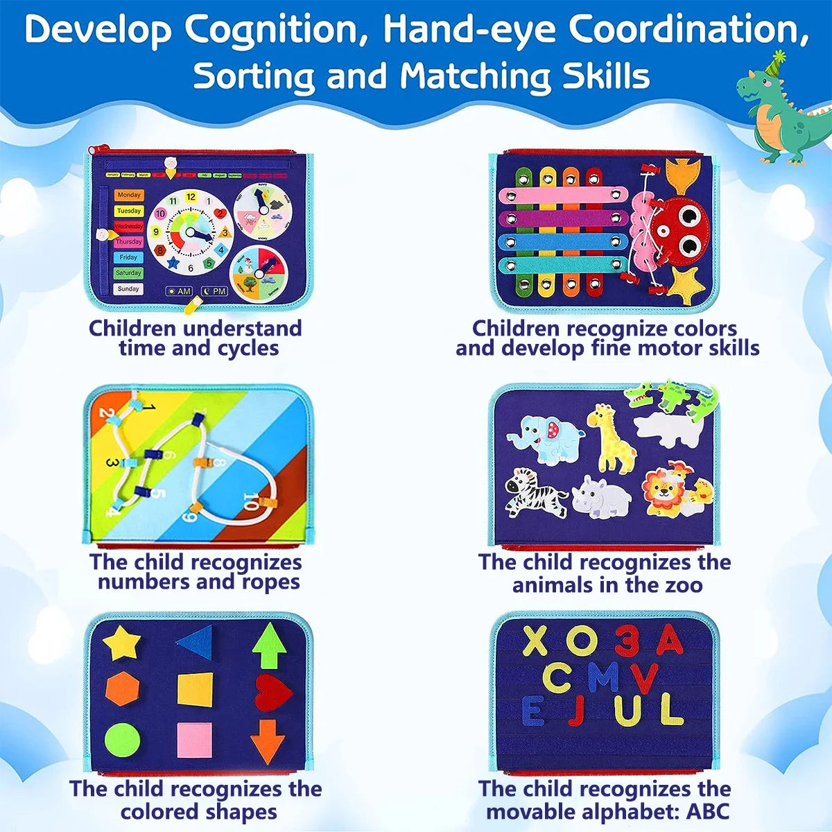 Busy Board, Educational Activity Sensory Board Preschool Learning Fine Motor Skills Toys, Toddler Travel Toy for Plane Car