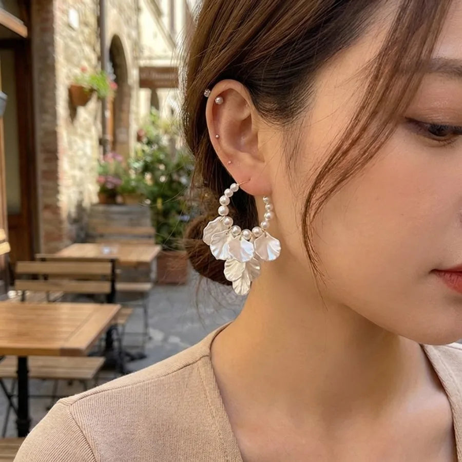 Boho Shell & Starfish Drop Earrings | White Acrylic Tassel Dangle | Beach Vacation Jewelry