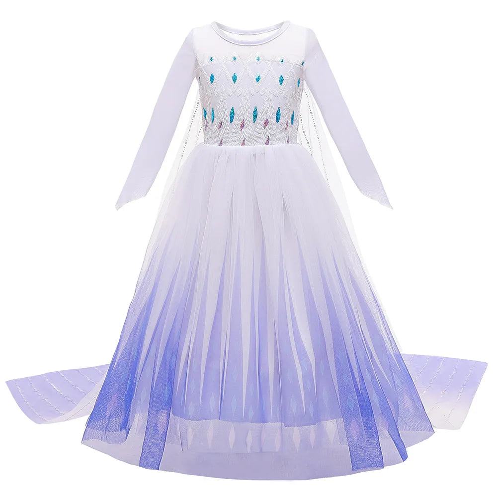 Girls Princess Snow Queen Costume Dress