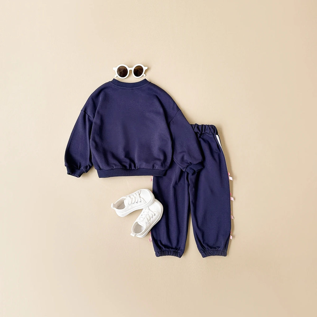 Baby Girl Love Print Sweatshirt & Bow Pants 2-Piece Set