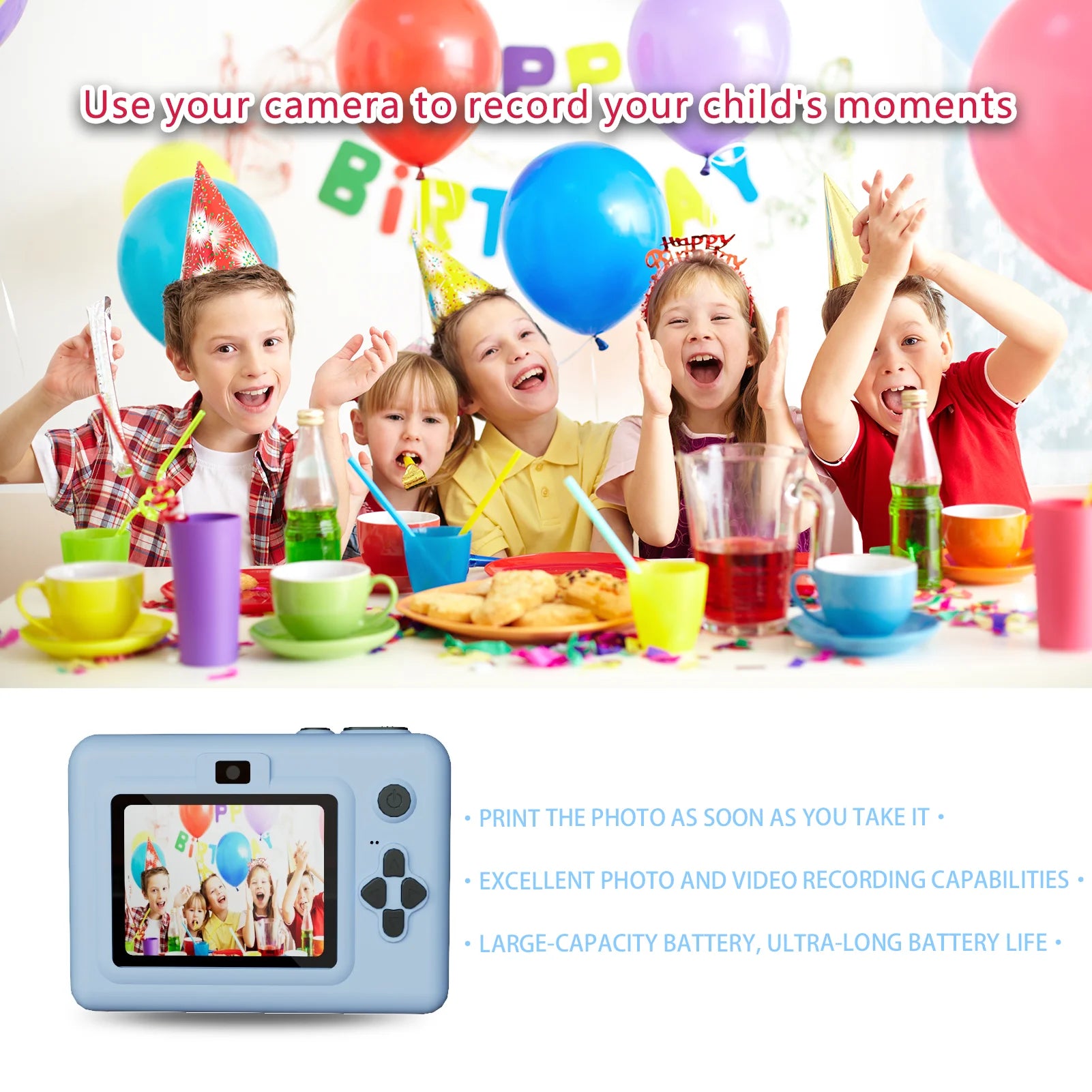 Kids Digital Camera With Instant Print Mini Printer 2.8inch Video Portable Thermal Instant Photo Print Kids Camera With Printer