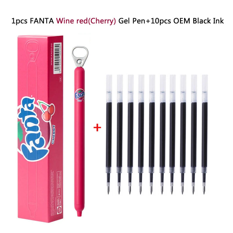 KACO x Fanta Pull-Tab Gel Pens,Creative Ins Signature Pen,0.5mm Quick Drying&Comfortable Grip Fun&Stess Relief Kawaii Stationery
