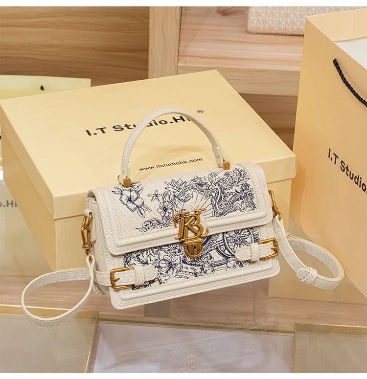 Women's Embroidered Floral Satchel Crossbody Bag