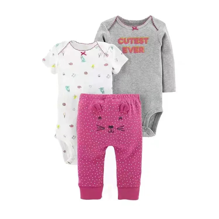 2025 Baby Girls Clothes Autumn Spring Newborn Infant Outfit Cotton Bodysuit Top And Bottom Pants Kids Toddler Clothing Set 6-24M