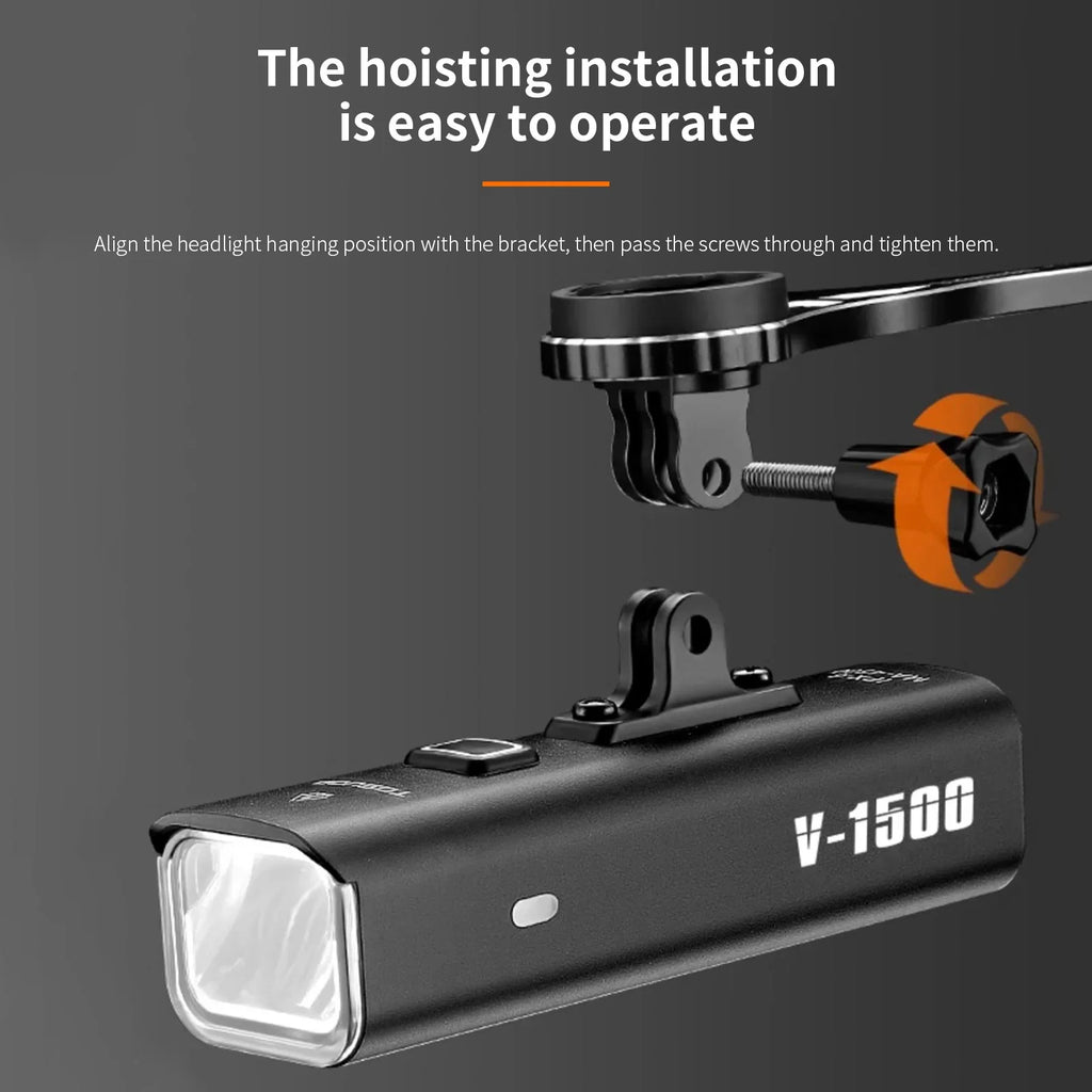 TOSUOD Bicycle Front light 1500 Lumens 4800mAh Bike Light Waterproof USB Charging IPX6 Waterproof Cycling Lamp Accessories