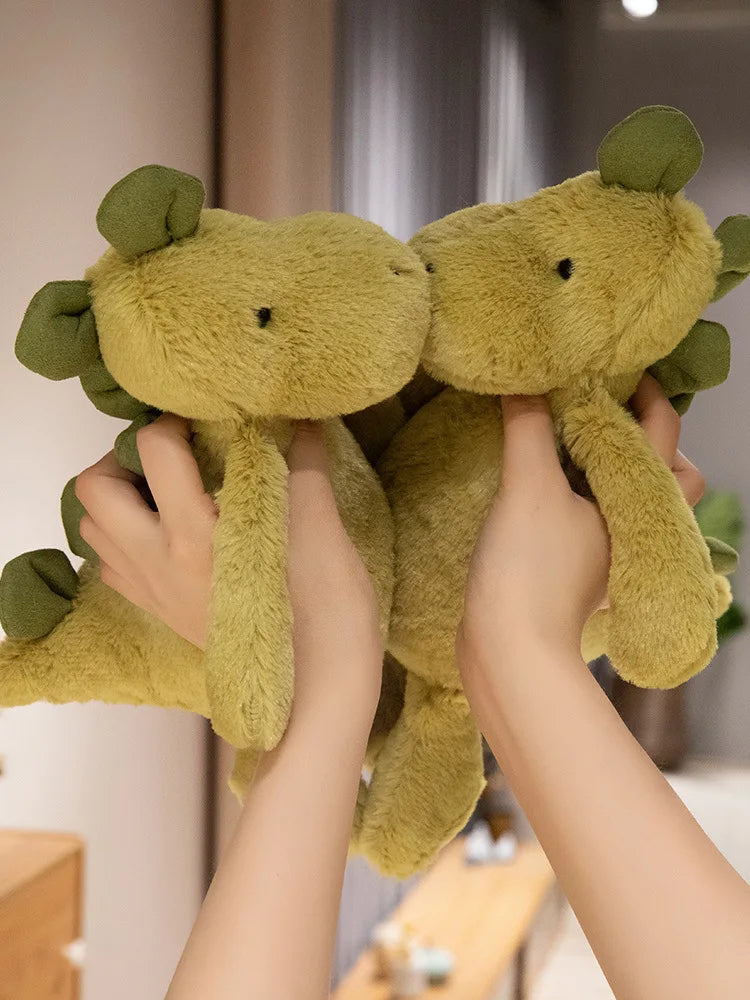 JC Shy Green Dinosaur Plush Doll | Soft Stuffed Cartoon Toy — Bag Charm & Festive Gift