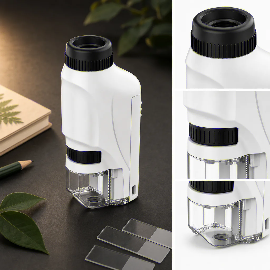 Portable Handheld Microscope for Kids 60-120x Magnification Battery Powered with LED Light Science Lab Magnifying Glass
