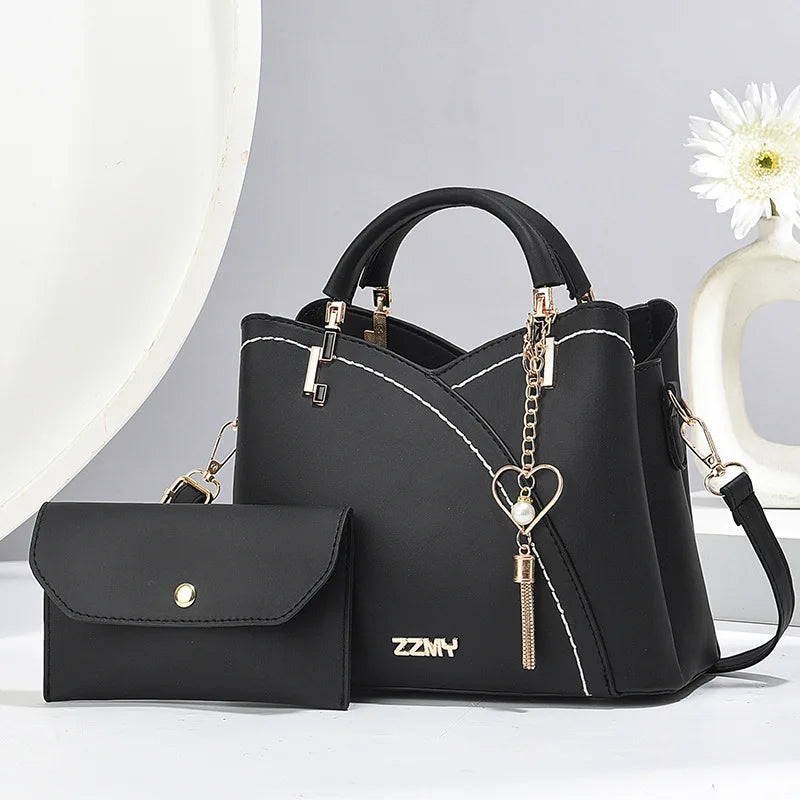 Women's Patchwork Appliqué PU Top-Handle Crossbody Tote