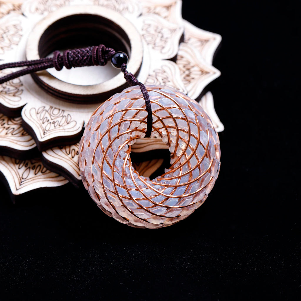Rodin Coil & Amethyst  Orgone Pendant Necklace, Handmade pendant jewelry ，Adjustable Chain for Women & Men