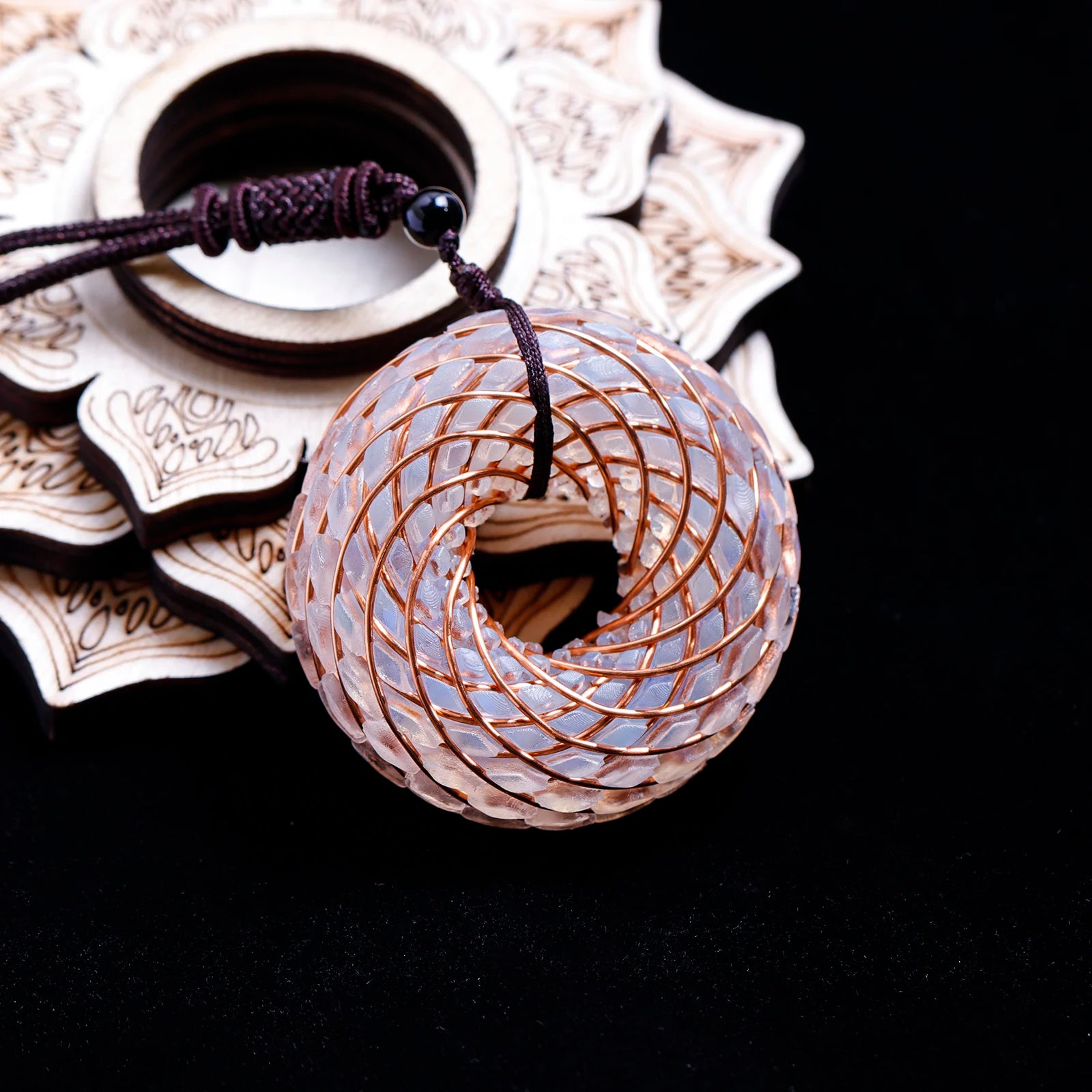 Rodin Coil & Amethyst  Orgone Pendant Necklace, Handmade pendant jewelry ，Adjustable Chain for Women & Men