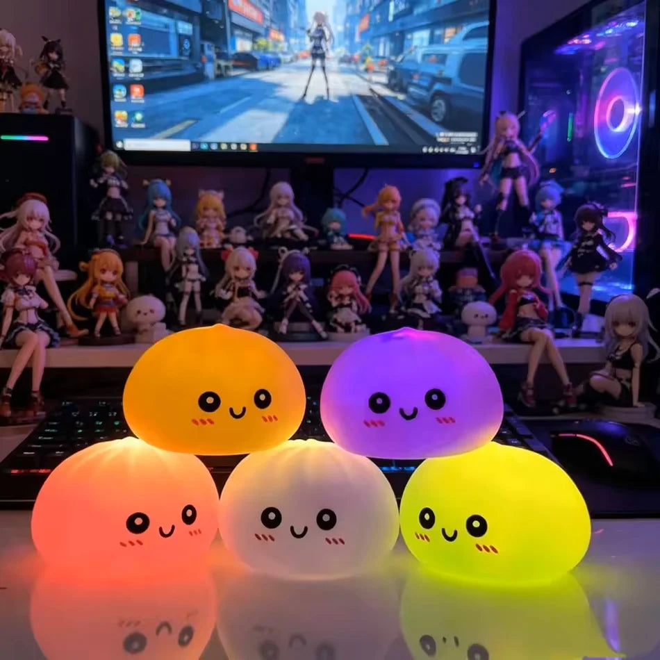 Dumplings Stress Relief Fidget Toys Bedroom Desktop Decoration Dumpling Vinyl Doll Night Light Luminous Toy Surprise Girl Gift