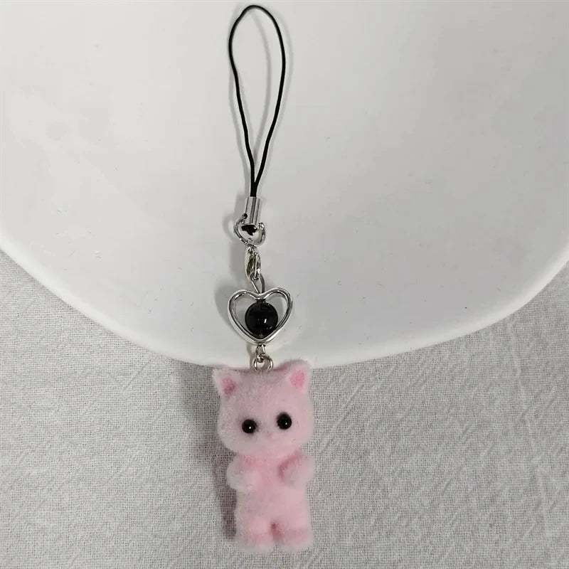Cute calico critters persian cat beaded keychains y2k handmade
