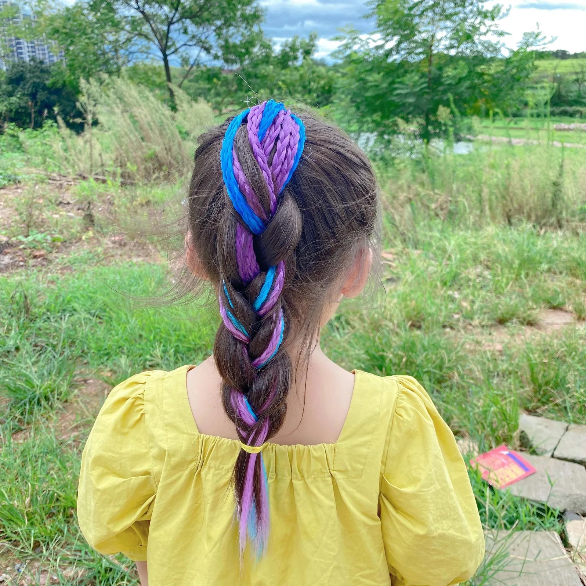 Korean Fashion Kids Wig Braids Girls Dirty Braid Hair Rope Children Gradient Barrettes Headwear Baby Kids Hair Accessories
