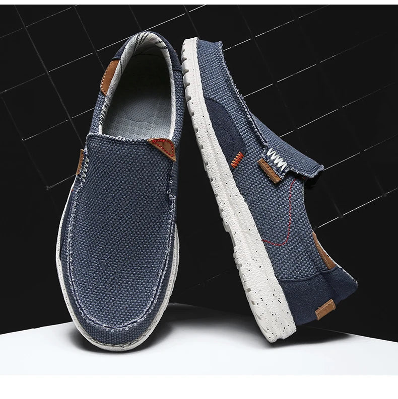 Men Canvas Shoes Slip On Loafers Summer Breathable Sneakers Men Comfty Casual Men Shoes Lightweight Flats Men Walking Zapatos