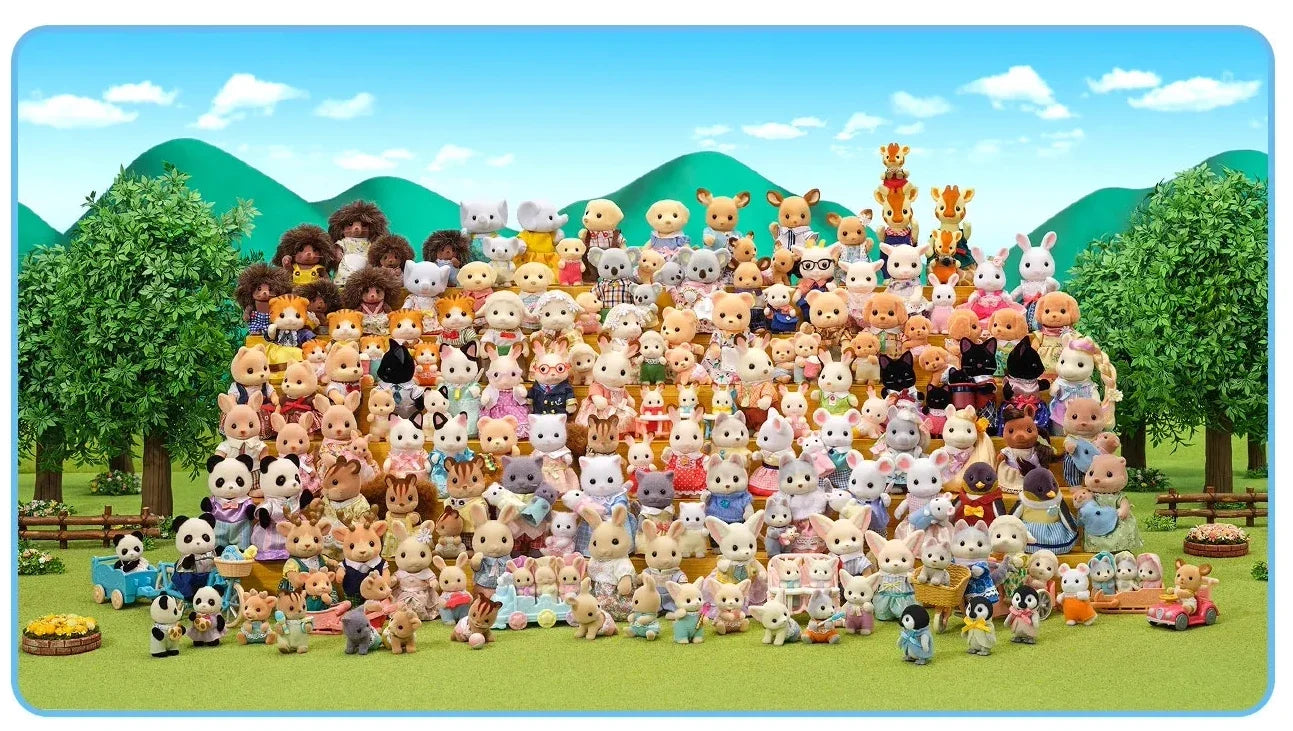 Sylvanian Families Anime Girl Figures ternurines  Authentic   Calico critters Furniture Set  elephant family trio 5771