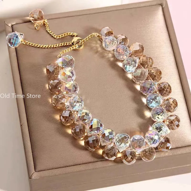 Bracelet for Women Girls Exquisite Zircon Handmade Beads Charm Bracelets Brilliant Purple Crystal Jewelry Gift