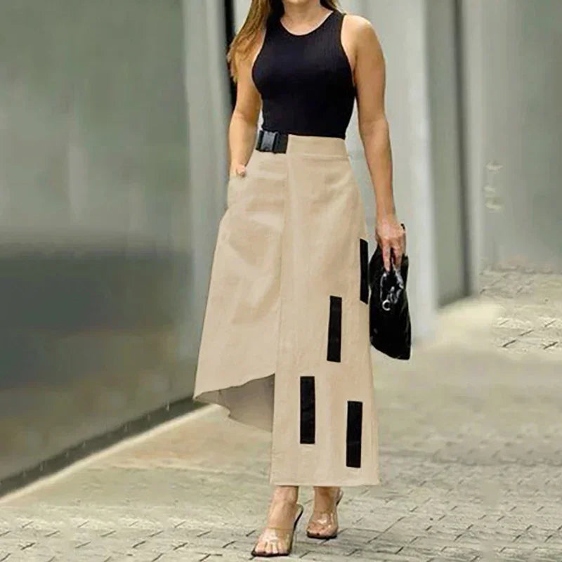 Women's Asymmetrical Hem Cotton Maxi Skirt