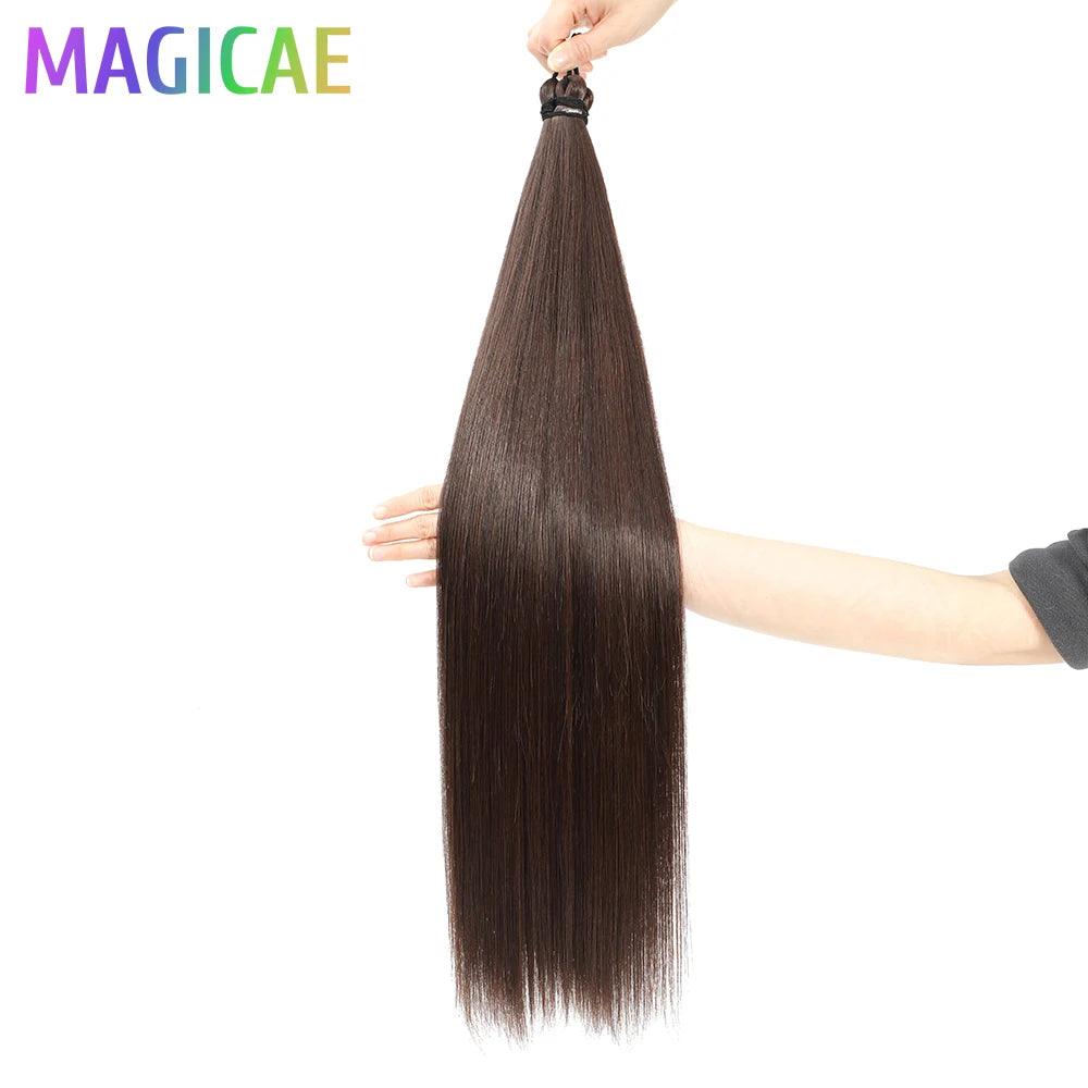 Braids Crochet 3Pcs 28Inches 300grams Synthetic Straight Bundles Orange Highlight Brown Braiding Hair Ombre Blond Gray White 60#