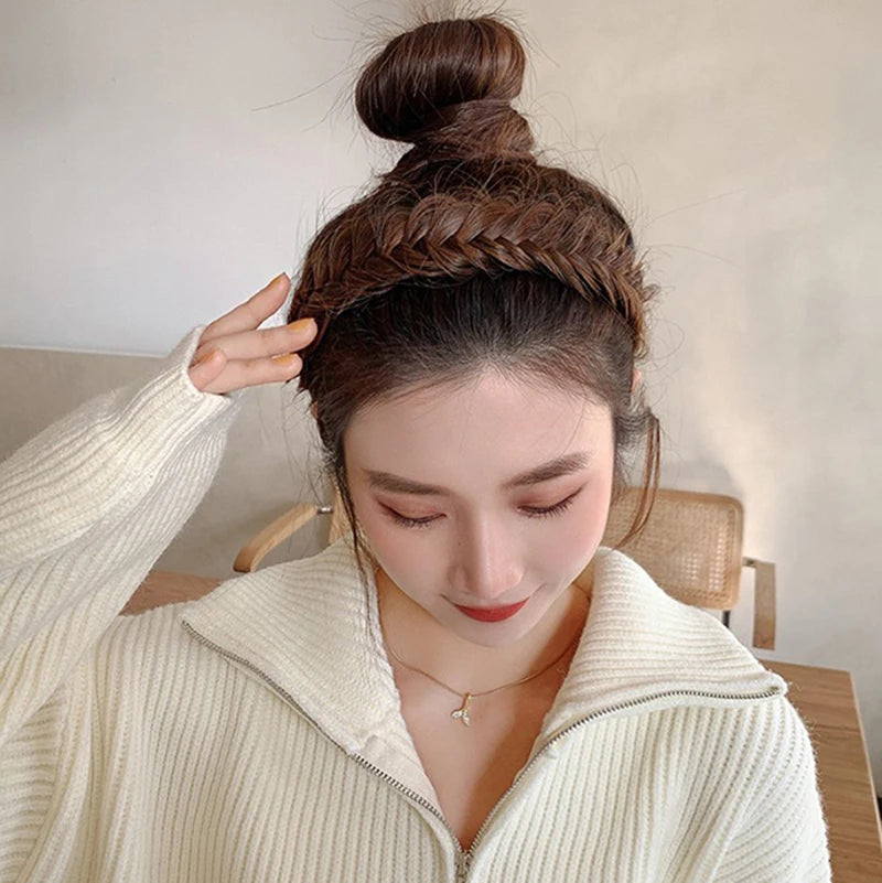 Braid Hair Band Women Fishbone Braid Women Wig Twist Braid Headband Hairpin Bohemia Non-slip Headdress Bridal Hair Accessories