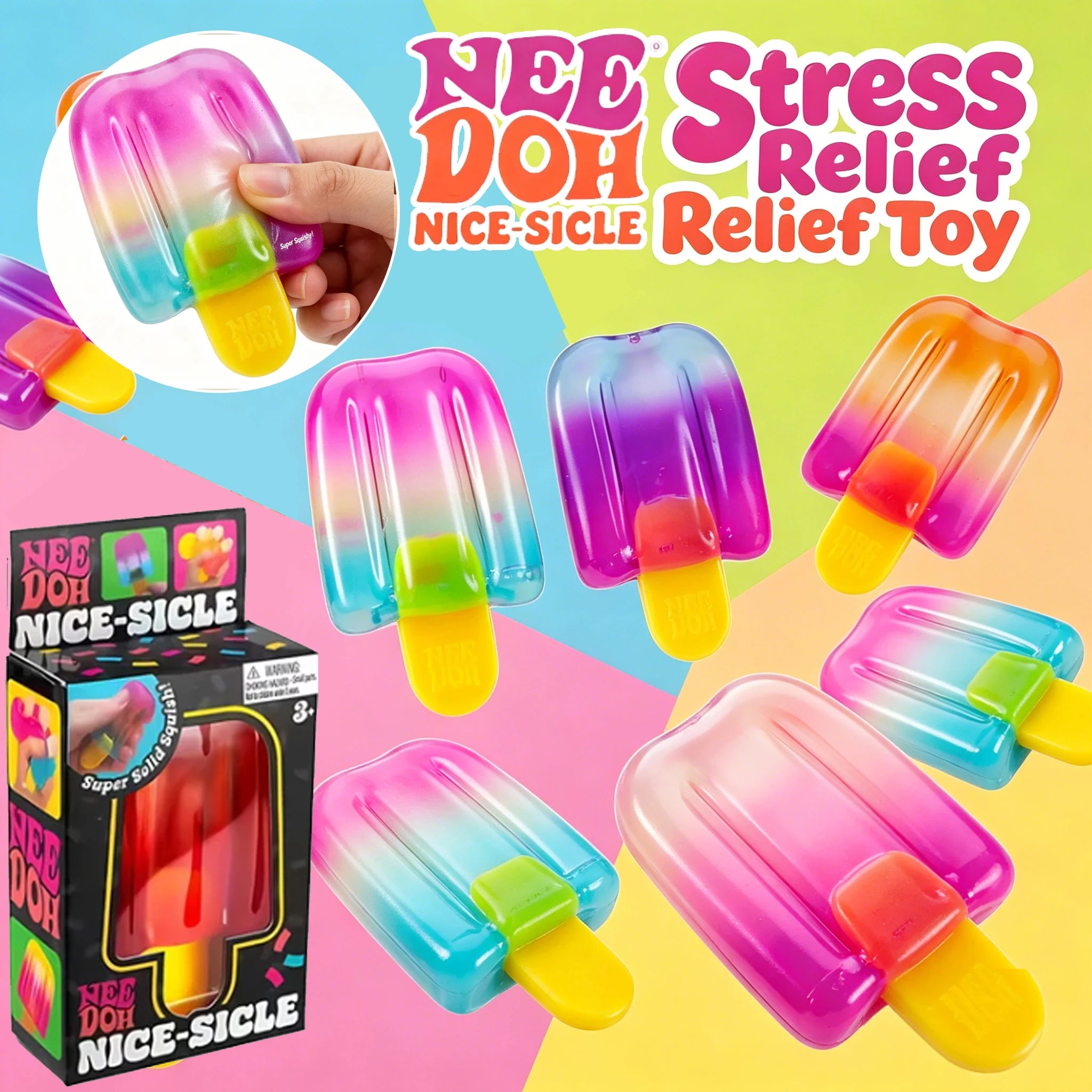 New NeeDoh Nice-Sicle Popsicle Sensory Squeeze Toy Super Stress ice lolly Relief for Kids Adults Summer Easfestival gifts 2026..