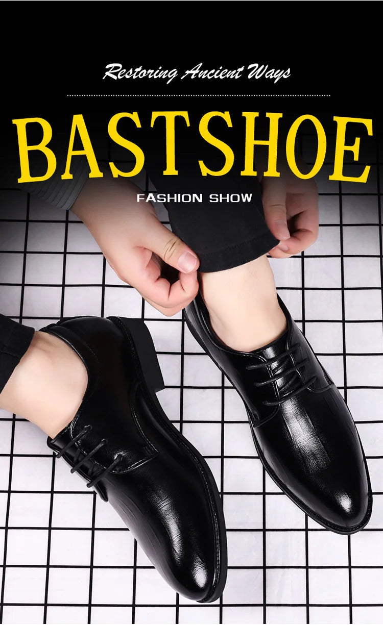 Men's Pointed Toe Oxford Leather Dress Shoes