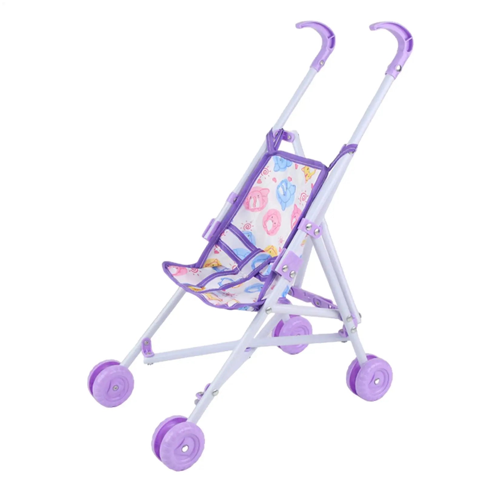 Toddler Doll Stroller & Pram Toy | Pretend Play | Dress-Up Doll Accessory | Purple