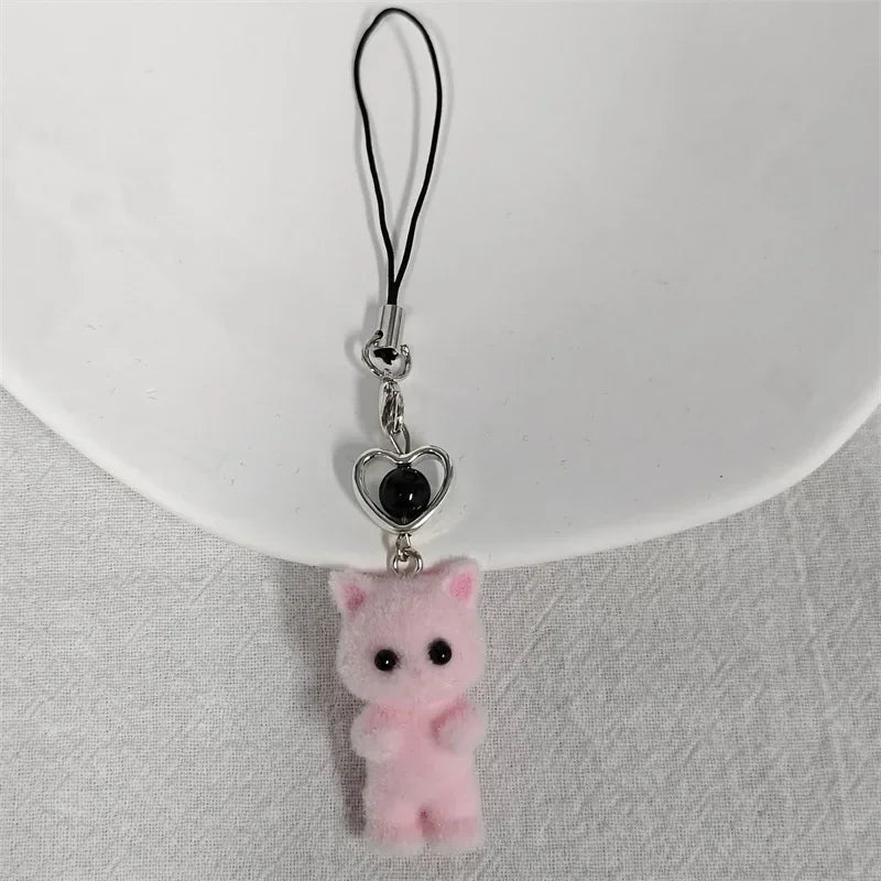 Cute calico critters persian cat beaded keychains y2k handmade