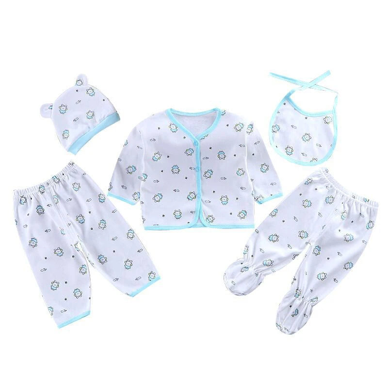 Newborn Cotton Clothing Set, 5 Pieces